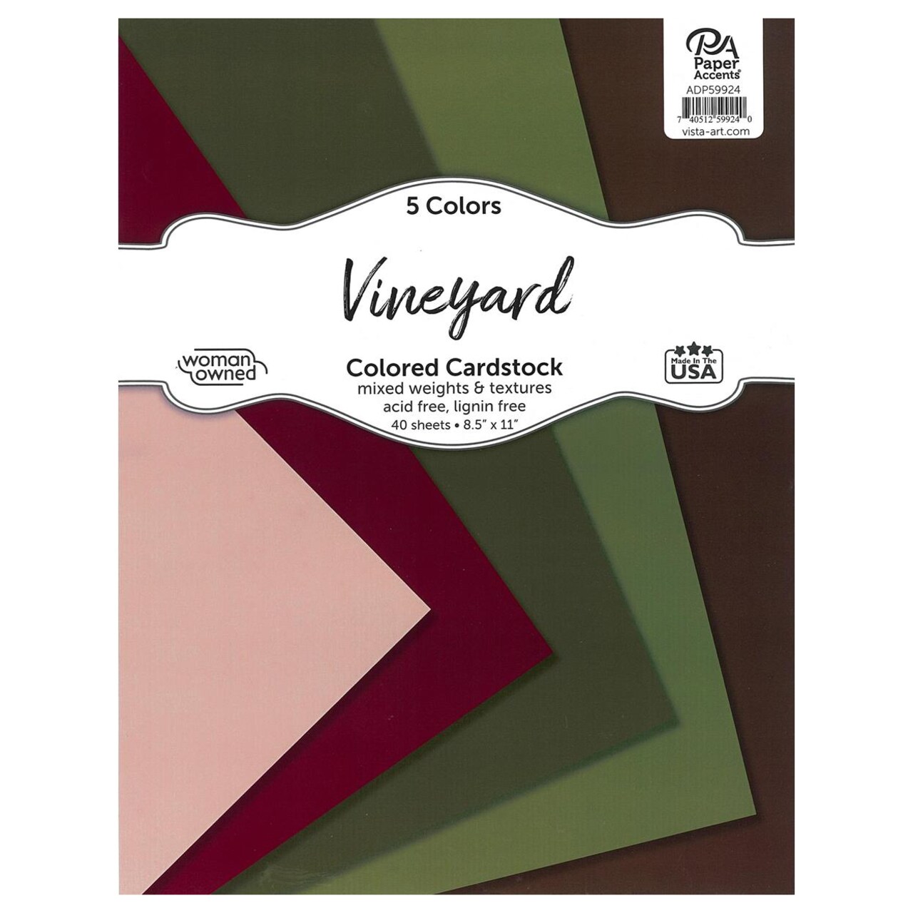 Accent Design Paper Accents Cardstock Variety Pack 8.5x11" 40 Sheets – Vineyard Colored Cardstock, Card Stock, Construction Paper for Scrapbooking, DIY, and Art Projects